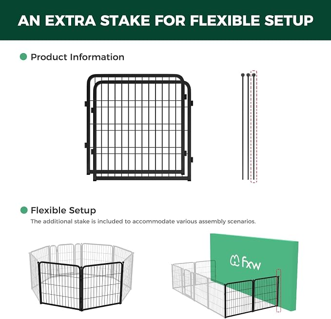 FXW Homeplus Indoor Dog Playpen, 24" H, 2 Panels, for Puppies & Small Dogs | Stress-free play, Heavy-duty, Semi-open design, Easy setup, Threshold-free gate, Expandable, Patented