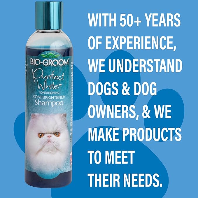 Bio-Groom Purrfect White Cat Shampoo – Color Enhancing Pet Shampoo, Cat Bathing Supplies, Kitten Wash, Cat Grooming Supplies, Cruelty-Free, Made in USA, Coat Brightener Shampoo – 8 fl oz 1-Pack