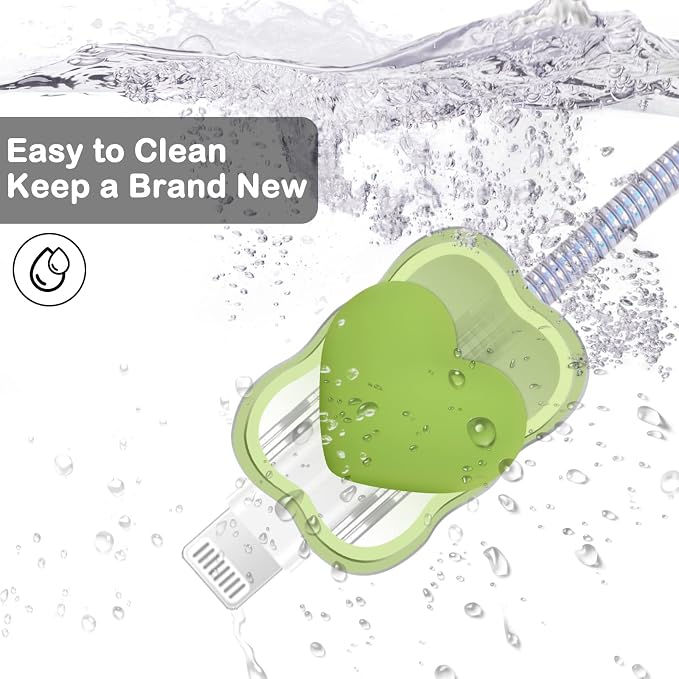CameCosy Waves Cable Protector for iPhone Charger,Cute Protectors for Type-C Data Cable with Love Heart Pattern Data Line Phone Wire Saver Protector for iPhone 11 12 13 14 Pro Max-Green