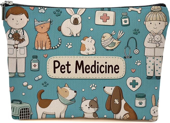 JIUWEIHU Pet Medicine Makeup Bag Cute Pet Medication Organizer Cosmetic Bag | Pill Storage Bags, Travel Toiletry Bags, Christmas Graduation Birthday Gifts for Women Girls Friends Sisters Cat Dog Lover
