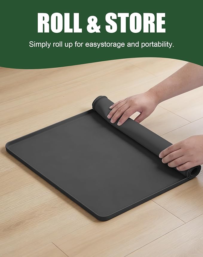 Dog Pee Pad Holder with 6 Clips, 27x27 Inch Silicone Puppy Pad Tray, Raised Edge Leak-Proof No Spill Mat for Dog Training Pads, Non-Slip Potty Holder for Indoor Floor Protection, Black
