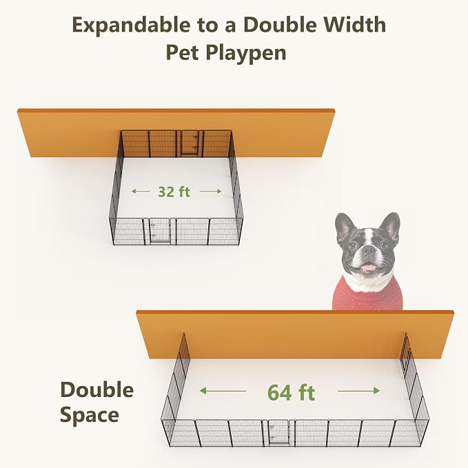 Metal Dog Playpen - 40" Height 16 Panels Foldable Exercise Pen for Dogs Indoor/Outdoor Pen with Door for Pet Animals Portable Pet Playpen Polygon Dog Enclosure (Black)