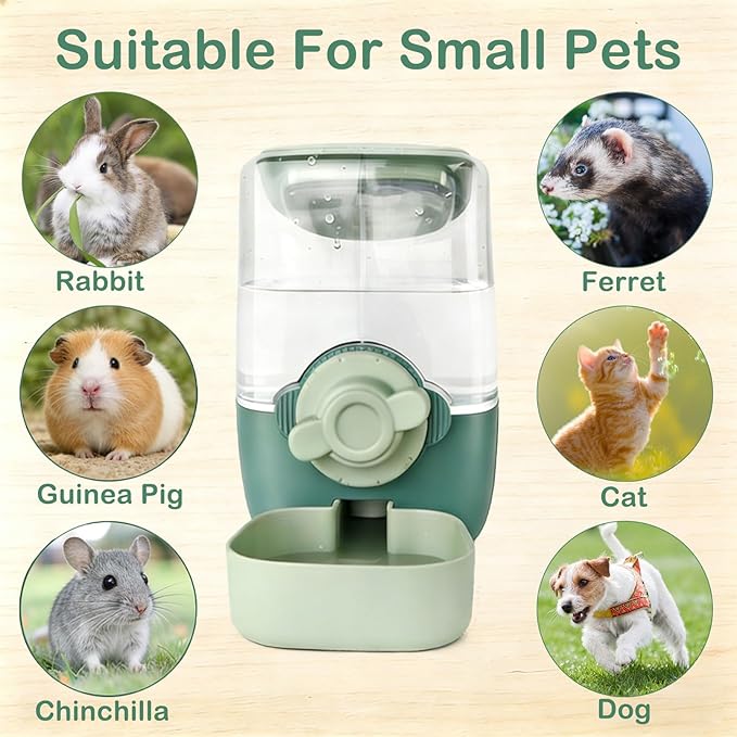 Rabbit Water Bottle, 34oz Pet Hanging Water Dispenser, Cat Water Feeder for Small Animal Ferret Guinea Pig Chinchilla Small Dog Cage Grid Spacing 1.2''-2.1'' (Green)