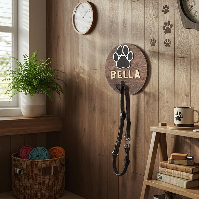 Kathfly Dog Leash Holder for Wall Pet Harness Hanger with 52 Letters | Dog Leash Hangers Cat Collar Organizer for Entryway, Pet Loss DIY Gifts, Pet Keepsake Home Decor