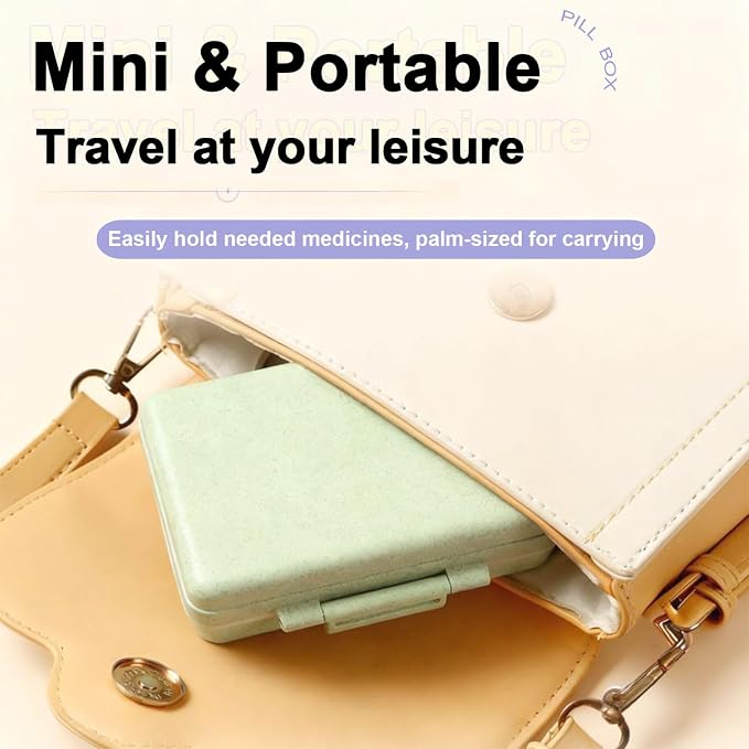 Travel Pill Organizer, 9 Compartment Portable Medicine Storage Box | BPA-Free, Double Lock, Daily Cute Medicine Case, Weekly Vitamin Supplements Fish Oils Meds Organizer, for Travel, Work, Blue