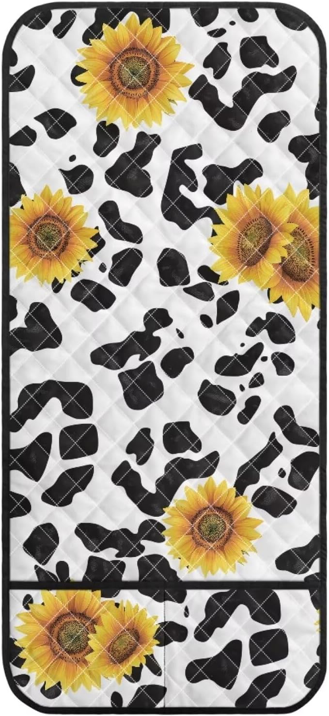 Cow Sunflower Stretch Armrest Covers Couch Arm Cover Non-Slip Arm Rest Covers with Two Pockets Armchair Slipcovers for Recliner Furniture Protector Home Decor