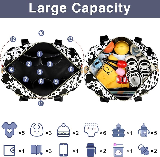 Diaper Bag Tote for Baby 7PCS, Large Mommy Bag with Portable Changing Pad | Multifunctional Hospital Bags for Labor and Delivery with Pacifier Case and Organizer Pouches,Travel Baby Bag for Boy Girl