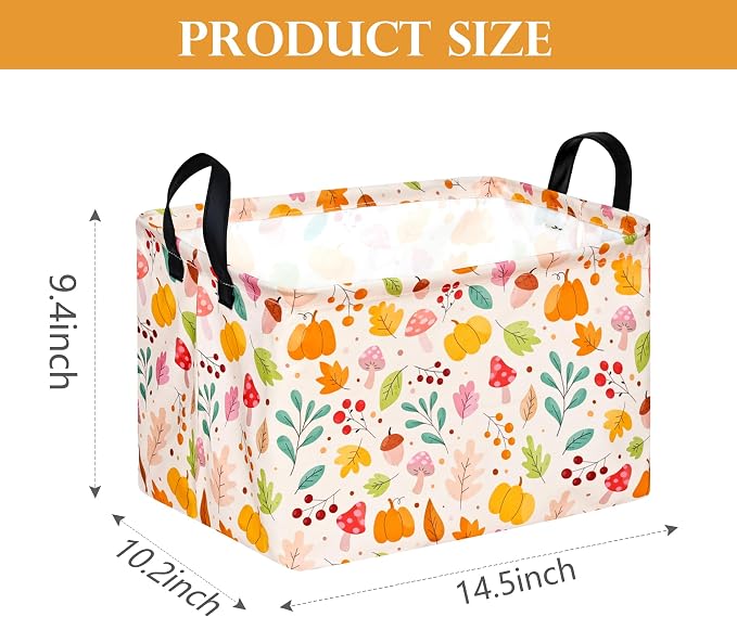 Baby Storage Basket Nursery Box Laundry Hamper Organization Bins for Toys and Clothes with Handles (Leaf)