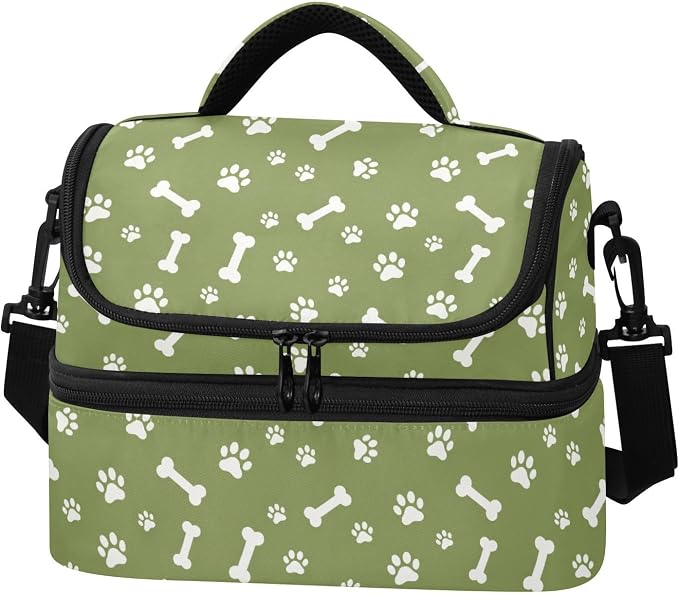 Pet Paw Insulated Lunch Tote Bag Organizer for Work | 8L Double Deck,Large Lunch Box with Shoulder Strap,Thermal Meal Prep Cooler,Suitable for School Work Picnic Office Travel