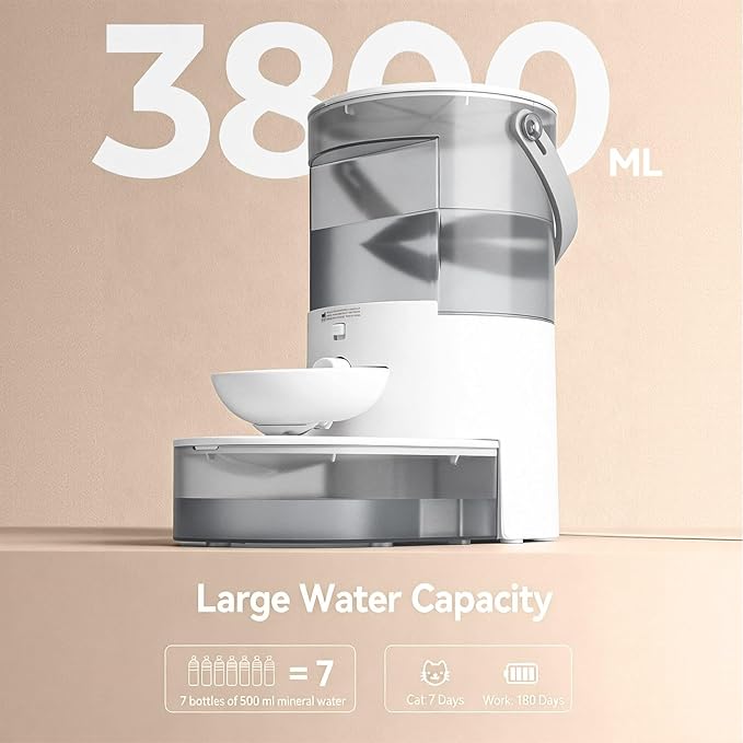 Cat Water Fountain No Filters Wastewater Wireless Stainless Steel Cordless Pet Dispenser Fountains for Cats Indoor Catit Bowl Dogs Bowls Separation Smart 3.8L Large Rechargeable Automatic Small Dog