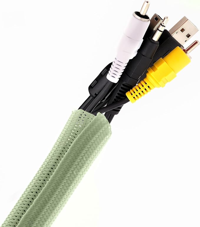 Pixio 10FT Tubing Cable Sleeve – Mint Green 1/2 inch Flexible Cable Management Sleeve for PC, Gaming, TV & Office, Wire Organizer for Desk Cable Cleanup
