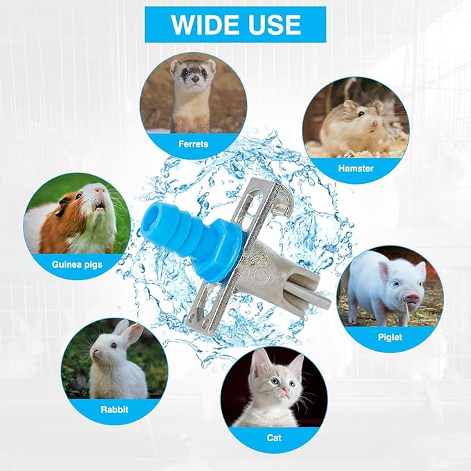 OCQOTAT Automatic Rabbit Watering System,Quail Rabbit Water Bottle Dispenser 8 Nipples Drinker,ID 5/16" Hose 19.68 Feets,Barb Fittings to G1/2" Thread,T-Fittings,Springs,Gaskets,Bucket Connector