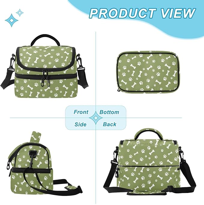 Pet Paw Insulated Lunch Tote Bag Organizer for Work | 8L Double Deck,Large Lunch Box with Shoulder Strap,Thermal Meal Prep Cooler,Suitable for School Work Picnic Office Travel