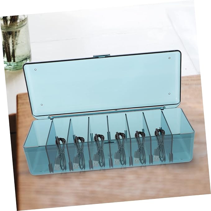 Angoily Cord Storage Box with Lid Desktop Organizer for Cables Data Wires and Chargers Pet Material Easy Access Dust- for Use