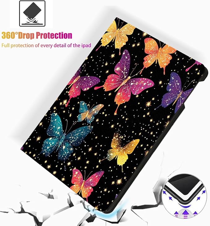 for Microsoft Surface Pro 11/10/9-13" 2024/2022 Tablet Case,Auto Wake/Sleep,Adjustable Stand Protective Cover - Colorful Butterfly Glitter