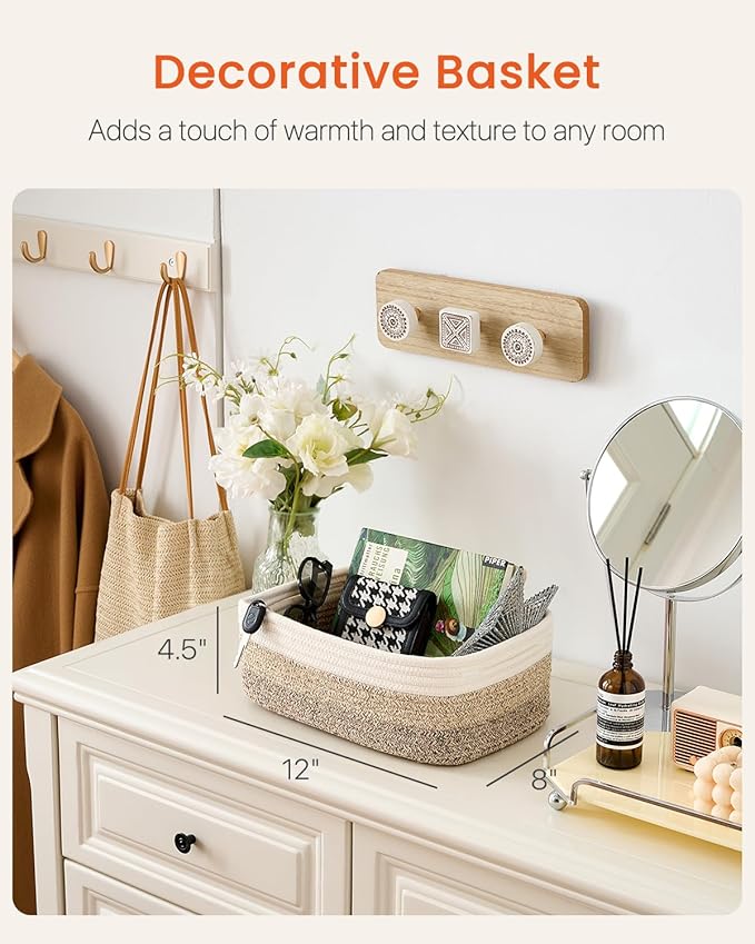 KALLAX Small Woven Storage Basket for Organizing, 12 x 8 x 4.5 inch, 3 Pack | Shelf baskets for closet organization, toy storage and home decor, Perfect as empty gift baskets for holidays, Gradient Brown