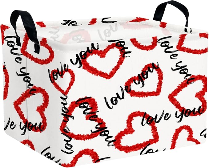 Valentine's Day Basket Gift for Empty Cute Heart Large Storage Bin for Kid and Baby Room Décor (Love You Red Love)