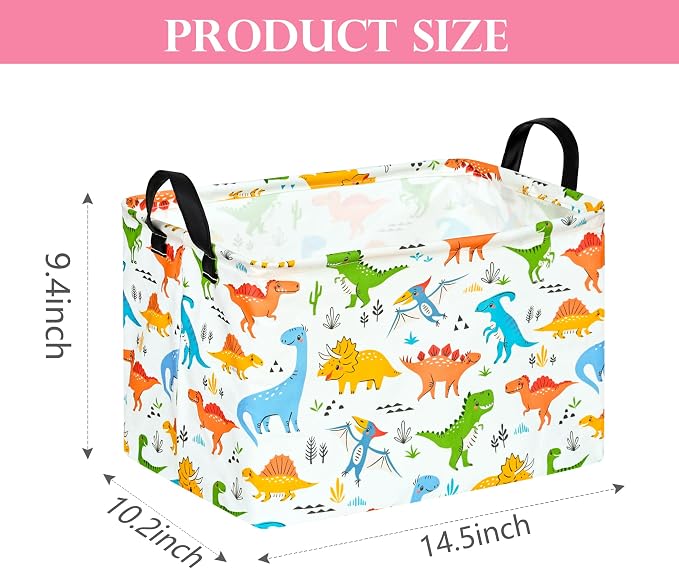 Baby Storage Basket Nursery Box Laundry Hamper Organization Bins for Toys and Clothes with Handles (Color Dino)