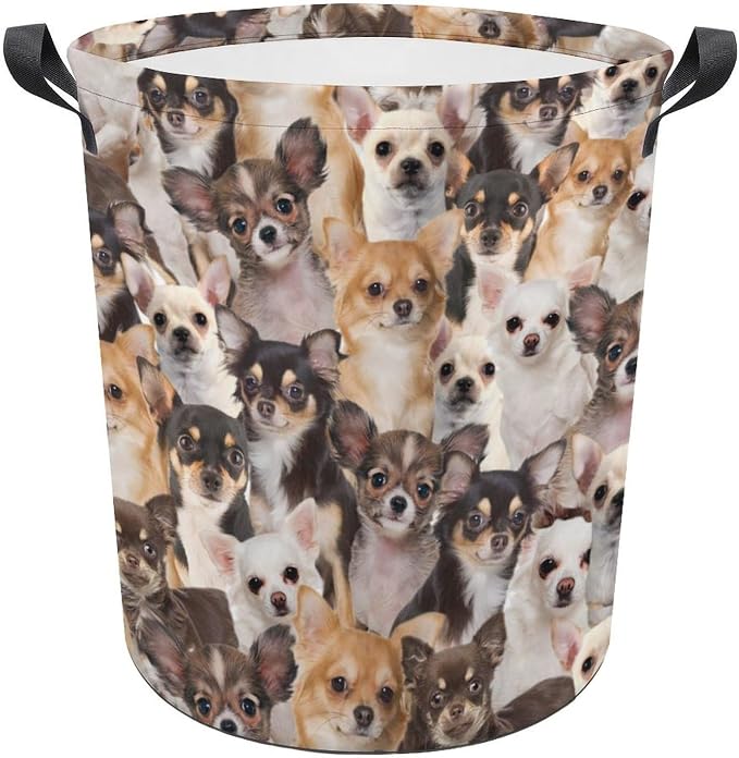 Chihuahua Prints Laundry Basket, Chihuahua Laundry Hamper, Waterproof Laundry Baskets Dirty Clothes Storage Basket Bins For Bathroom Bedroom Decor, Gifts for Chihuahua Lover Dog Mom