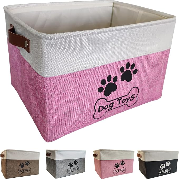 Dog Toy Basket Collapsible Dog Toy Box Foldable Dog Toy Bin for Dog Chew Toys