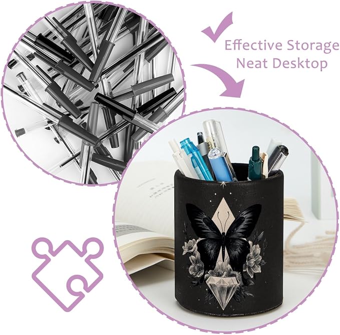 Butterfly Pen Holder, Pencil Cup Marker Brush Holder Desk Storage Case, Desktop Organizer for School Office Home Supplies