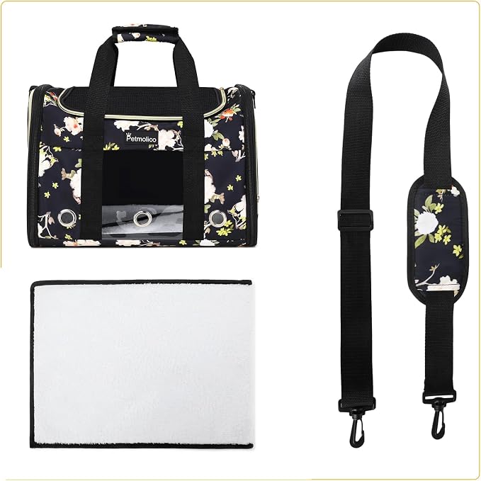 Petmolico Cat Carrier Soft-Sided Airline Approved, Medium, Mixed Yellow | For small/medium cats & puppies up to 16 lbs, 3 open doors, travel-friendly pet bag