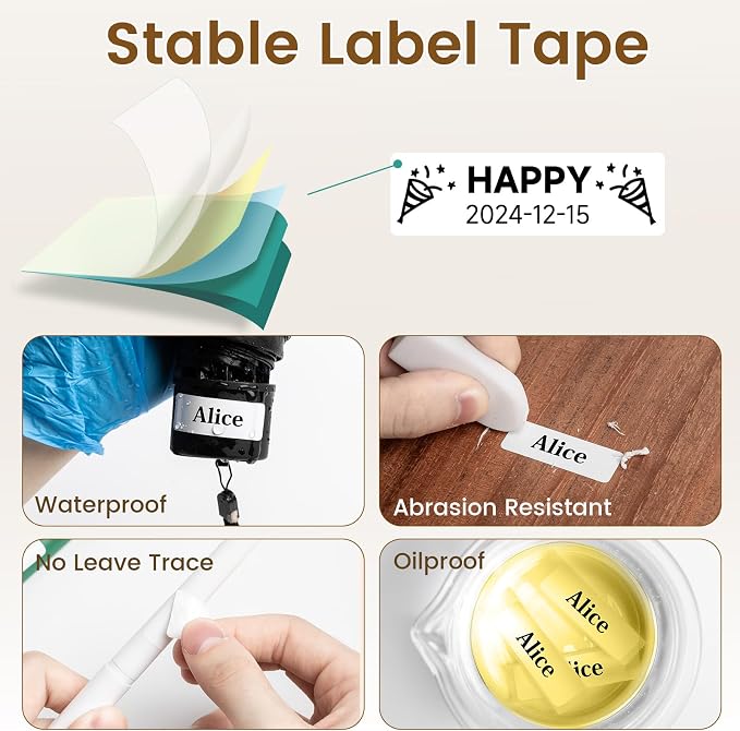 Phomemo D30 Portable Thermal Printer, Handheld Bluetooth Mini Label Makers | Label Maker Machine with Tapes, Rich Templates Fonts Icon, Small Label Printer with Name Labels, Rechargeable for Home School