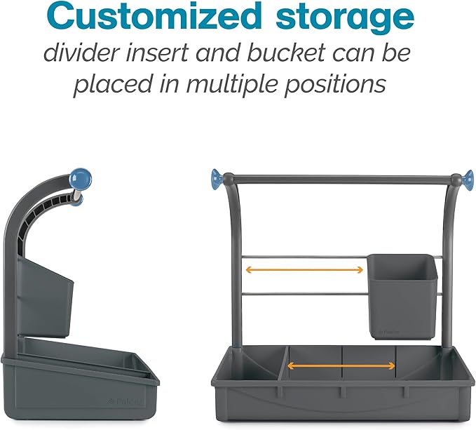 Polder Under Sink Storage Caddy, Kitchen and Bathroom Organization and Storage with Tray, Easy-to-Assemble, 16.75" x 10.5" x 16.5"