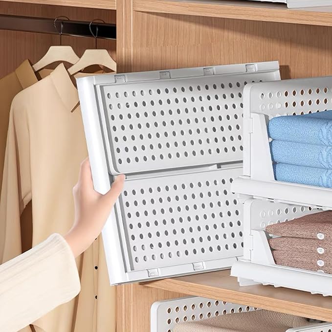 This Foldable & Stackable Clothing 8-Tier Drawer Shelf for Home Kitchen Living Room Bathroom Office - White H-18 cm Storage Solution