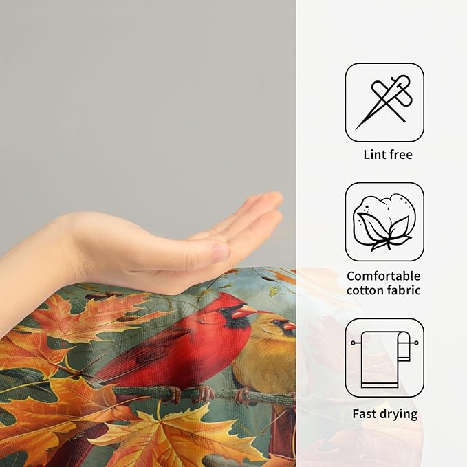 Giwawa Fall Birds Hand Towel Set of 2 Autumn Trees Maple Leaves Orange Towel Rustic Thanksgiving Face Towel Ultra Soft Fast Drying Seasonal Dish Wash Cloth for Hotel Bathroom Gym Home