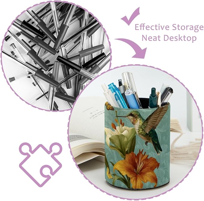Hummingbird Pen Holder, Pencil Cup Marker Brush Holder Desk Storage Case, Desktop Organizer for School Office Home Supplies