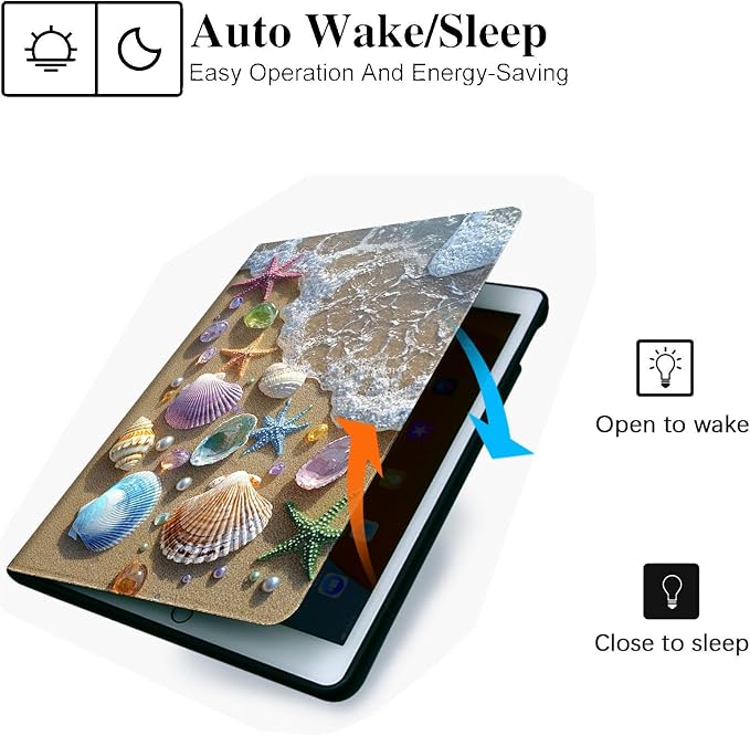 for Microsoft Surface Pro 8-13" 2021 Tablet Case,Auto Wake/Sleep,Adjustable Stand Protective Cover - Ocean Shell Starfish