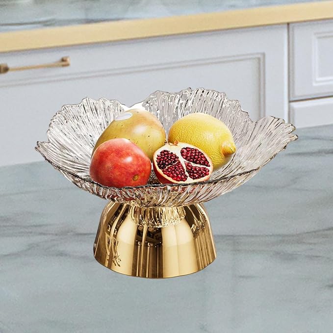 Decorative Pedestal Bowl Dish Holder Dessert Display Stand Decor Fruit Basket Serving Tray for Drawing Room Housewarming Gift, A White