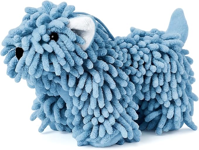 Tegeme 1 Pcs Chenille Dog Hand Towel Fuzzy Dog Towel Absorbent Microfiber Soft for Bathroom Kitchen Washstand (Blue)