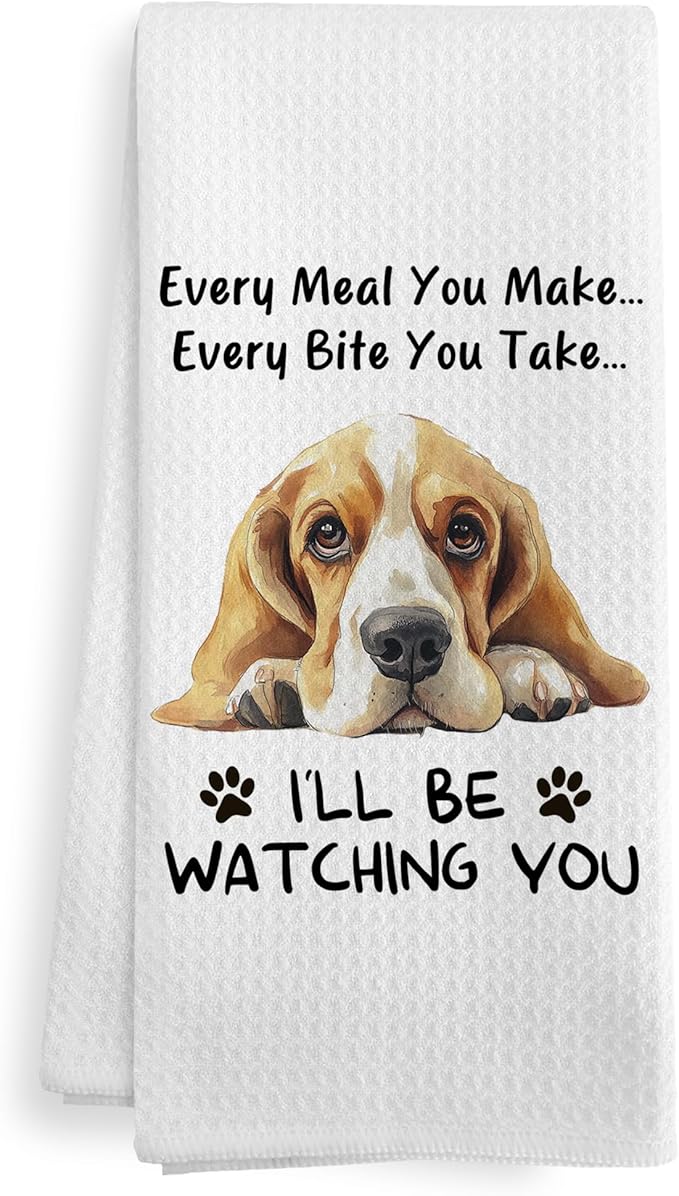 Funny Bassett Basset Hound Every Meal You Make Every Bite You Take Dog Decor Kitchen Dish Hand Tea Towels for Bathroom, Bassett Basset Hound Mom Dad Gifts Gift for Women Men Kids, 16x24 Inch