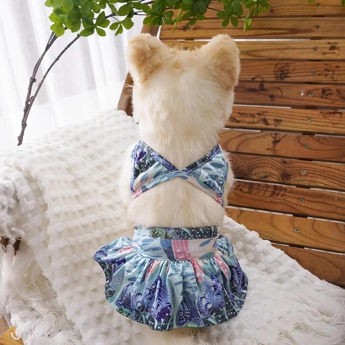Generic Dog Bikini Swimsuit Puppy Beach Dress Summer Dog Clothes Female Girl Adjustable Pet Skirt Outfit Lightweight Puppy Vest Shirts Cat Apparel Dog Bathing Suit for Small Medium Dog