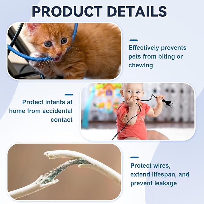 Pangda 30 ft Cord Protector for Dogs and Cats, 2 mm Thick 1/2 Inch, Black
