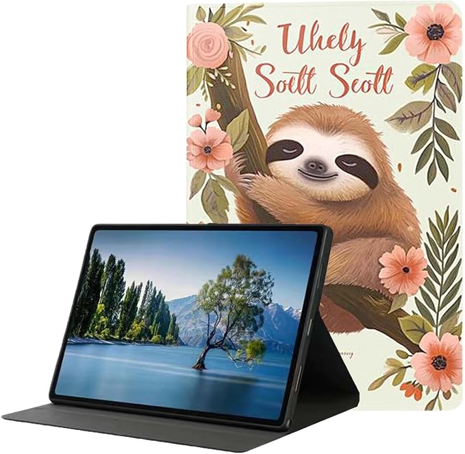 for Samsung Galaxy Tab A 8.0 2017(SM-T380/T385) Tablet Case,Premium Leather Folio Stand Auto Wake/Sleep,Multiple Viewing Stand,Cute Sloth
