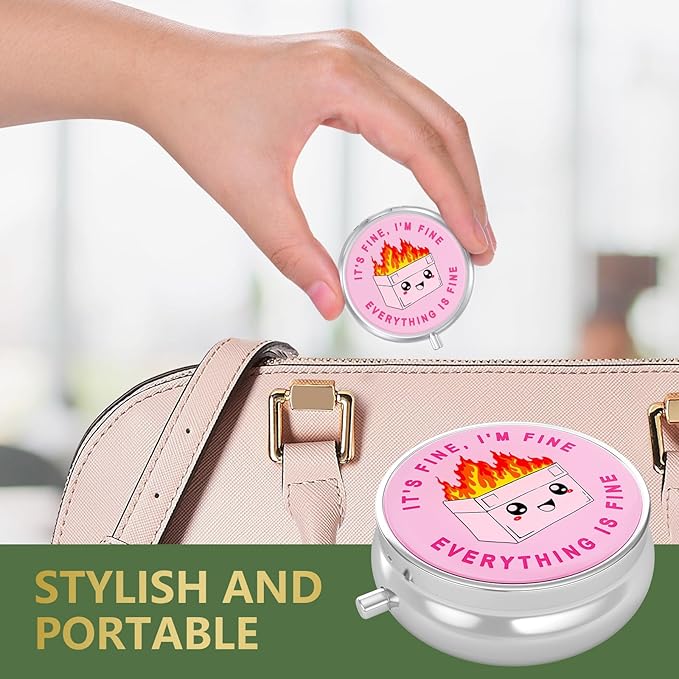 Nipichsha Pill Box, Small Pill Case for Purse & Pocket, Cute Travel Medicine Organizer, Portable Medicine Container Holder to Hold Vitamins, Medication, Fish Oil & Supplement, Pink Cute Dumpster | Cute Travel Medicine Organizer, Portable Medicine Conta...