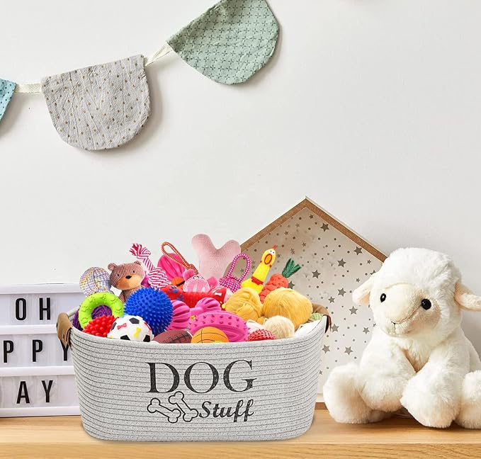 Morezi Durable Cotton Rope Dog Toy Storage, Large Dog Bin, Pet Bed, Puppy Toy Box - Perfect for Organizing Pet Toys, Blankets, Leashes, Clothing and Any Doggie Stuff - Gray