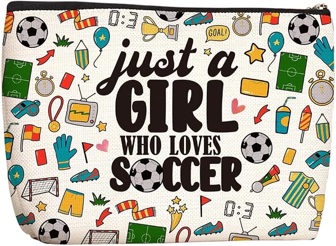 Soccer Gifts for Girls Soccer Makeup Bag Gifts for Women Cosmetic Bag | Girls Birthday Friendship Her Players Fans Team Lovers Sister Daughter Teacher Best Friends Coworkers Gift