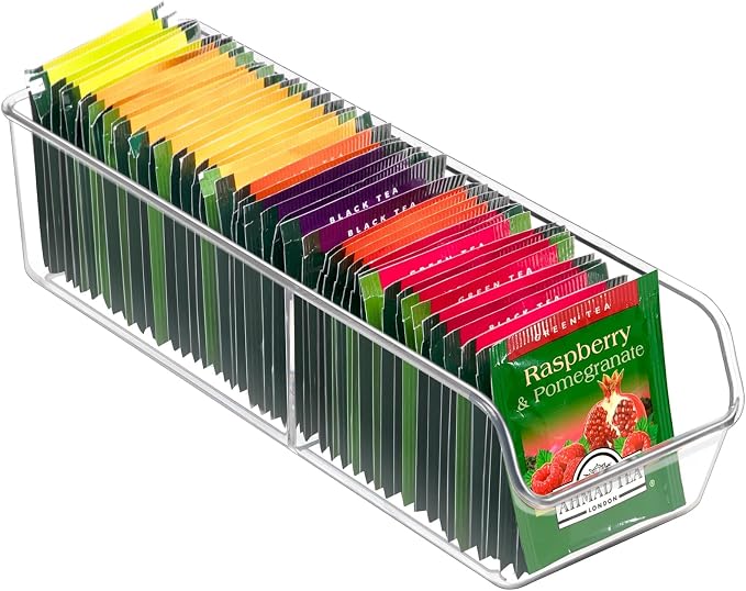 FUCDTEFC Tea Bag Organizer, Tea Bag Holder Box Storage Bin, Clear Tea Packet Plastic Drawer, Sugar Packet, Coffee, Condiment, Spice Bag Holder for Kitchen Cabinet, Countertop, Fridge | Plastic, Sugar Packet, Coffee, Condiment, Spice Bag Holder, for Kit...