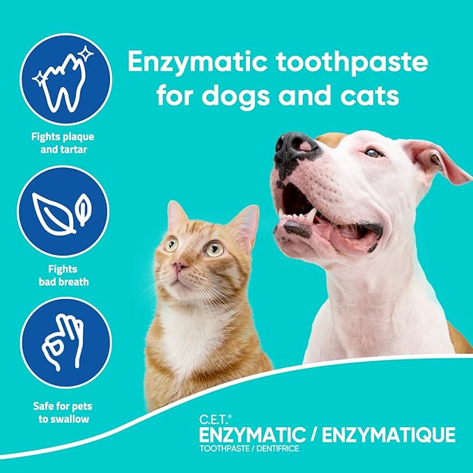 Virbac C.E.T.® Enzymatic Toothpaste| Tartar & Plaque Control for Fresh Breath | Pet Dental Care Toothpaste |Seafood Flavor, 2.5 oz