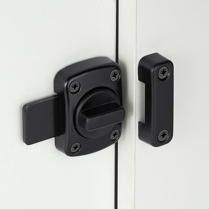 3 Set Black Rotate Bolt Gate Latches,Zinc Alloy Rotary Switch Cabinet Lock | Slide Bolt Latches Lock,Pet Door Lock, for Drawer,Storage Box,Cabinets,Locker, Closet,Pet Cage,Wine Cabinet,Protect Privacy