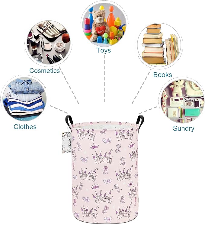 Castle Storage Bin Foldable Nursery Basket | Foldable with Waterproof PE Coating Organizer Bin for Kids Boys and Girls,Office,Bedroom,Clothes