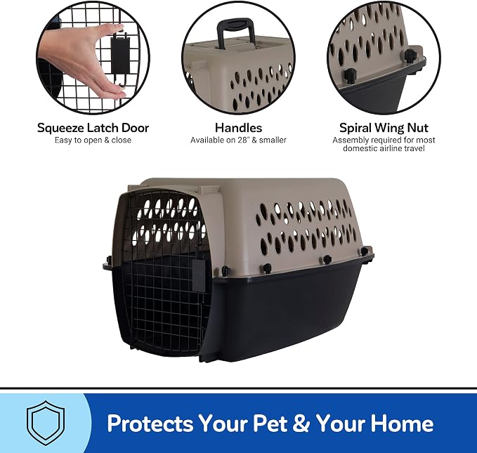 Petmate Vari Dog Kennel, Carrier, 10 to 20lbs, 24in, Taupe and Black | Airline Friendly and Made of Durable Plastic, This Pet Crate Works Great for Home and Travel