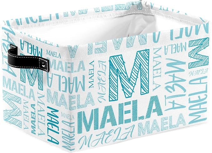 Foldable Personalized Storage Box for Boys Girls with Name Waterproof Kids Custom Storage Bin Baskets Cube Boxes Organizer with Handles for Organizing Shelf Closet, 1 Pack