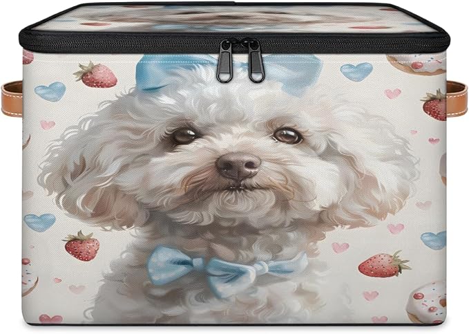 Cute Dog Storage Box with Zipper Lid