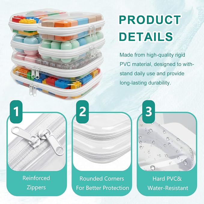 6 Pack Clear Hard Shell Zipper Case, Clear Zipper Pouches for Organizing, Diaper Bag Organizer Pouches, Plastic Cosmetic & Travel Toiletry Pouch Set (2M+4S)