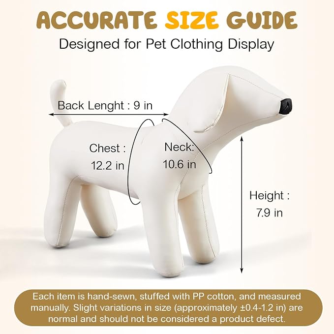 Yookeer 2 Pcs Dog Mannequins Premium PU Leather Pet Clothing Display Stand Durable Cute Dog Hangers, Stuffed Puppy Modeling Stand with Cotton Filling for Boutique Retail Sweaters Collars Harnesses